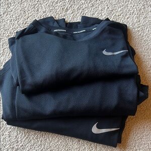 3 Nike Black Performance Long sleeve Tee with Silver Swoosh